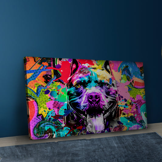 Pittbul Dog Canvas Wall Art