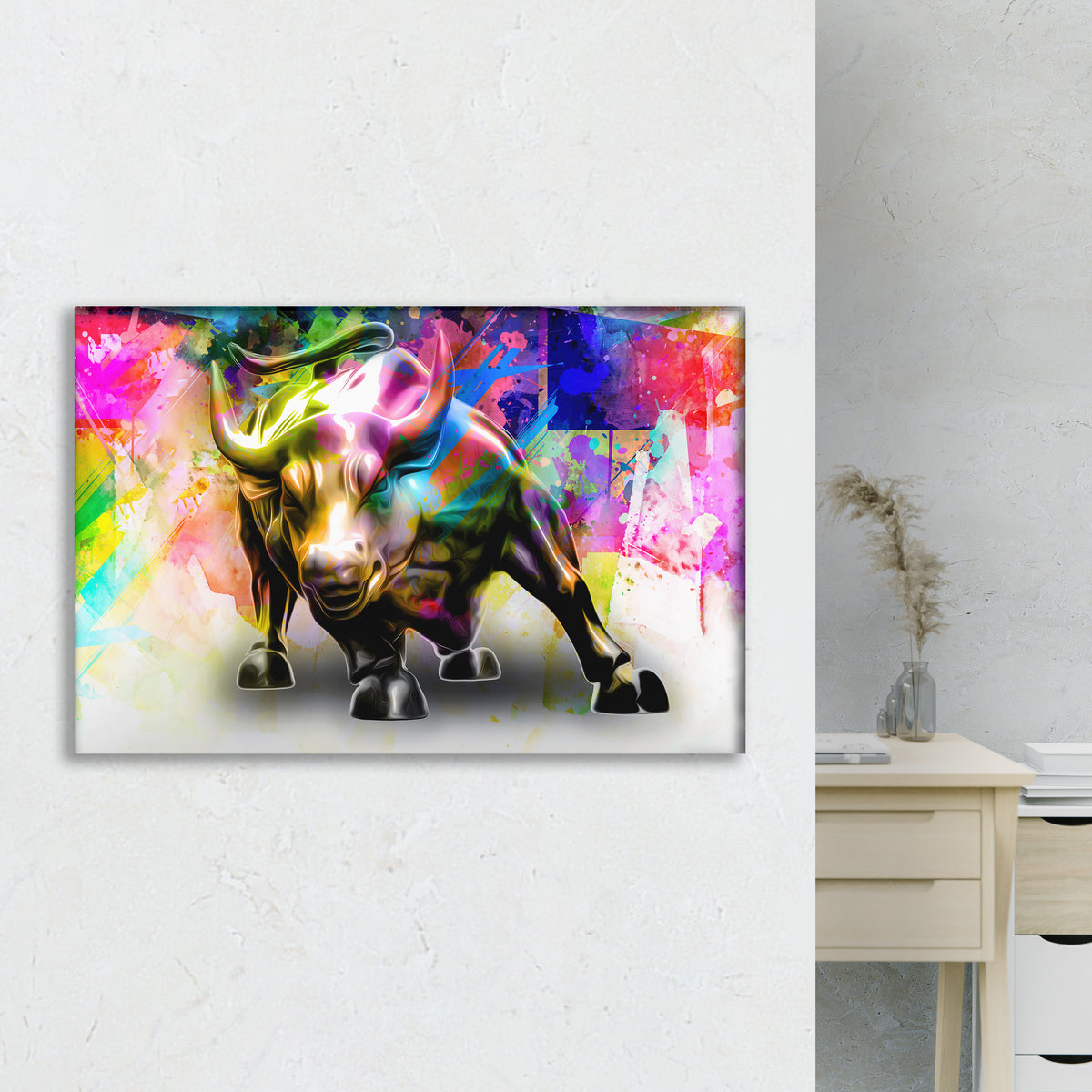 BIg Bull Canvas Wall Art | Animal Canvas Wall Art Painting Prints ...