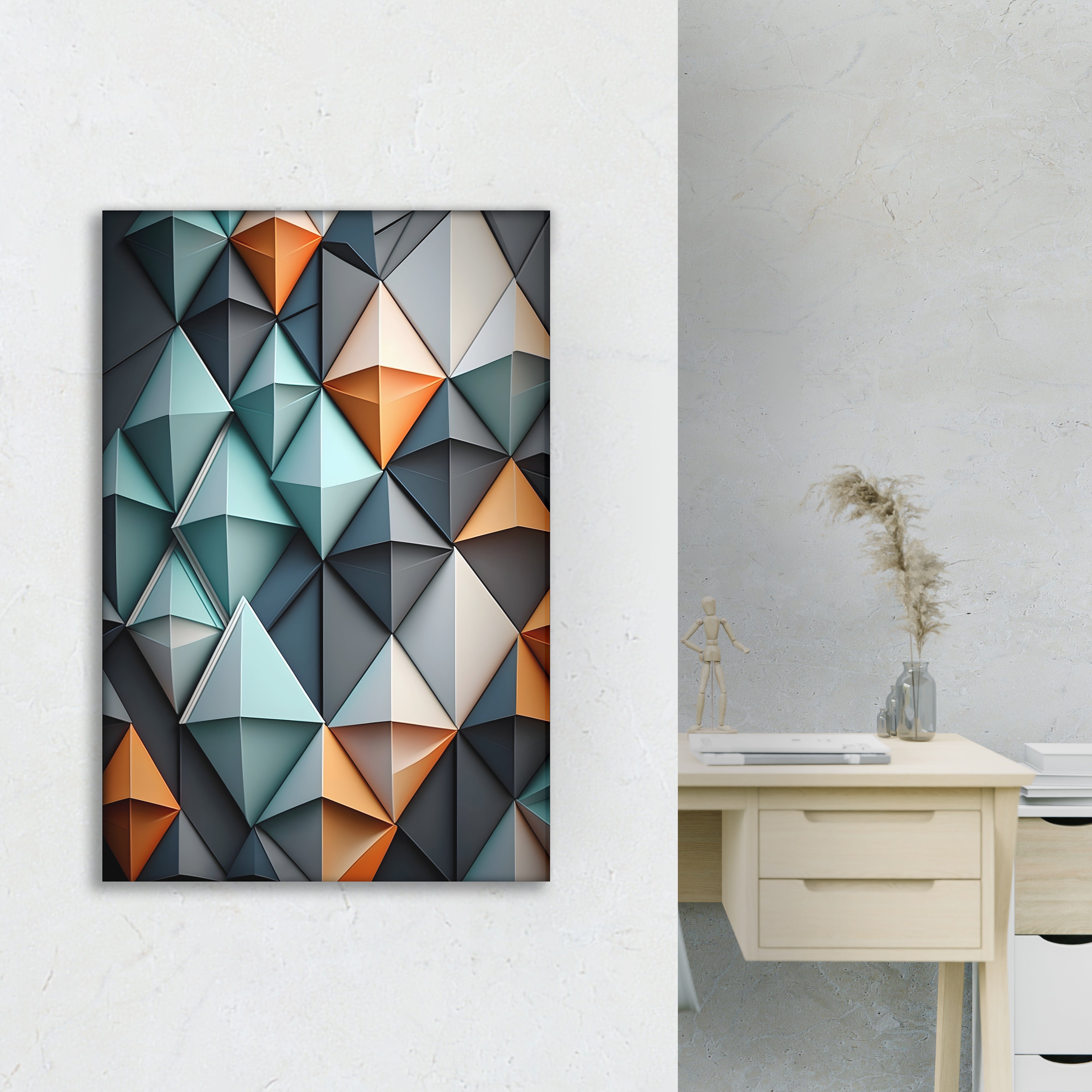 Geometric 3D Triangle Pattern Abstract Art.