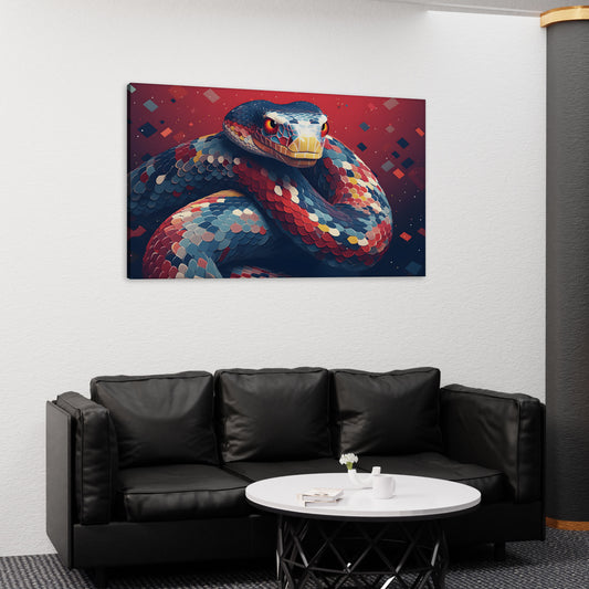 Blue & Red Snake Canvas Art