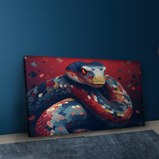 Blue & Red Snake Canvas Art