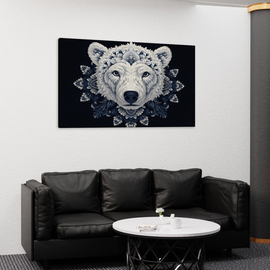 Polar bear face canvas wall art