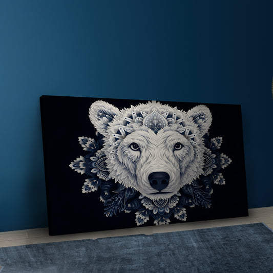 Polar bear face canvas wall art