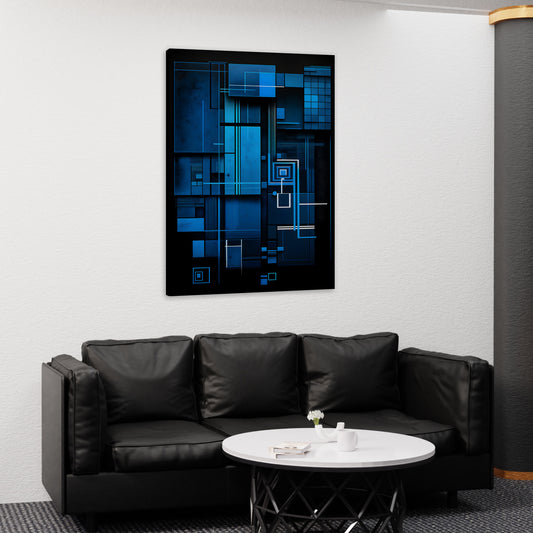 Blue Steel Canvas Abstract Art