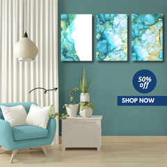 Elegant Marble Effect Abstract Canvas Wall Art Prints for Living Room