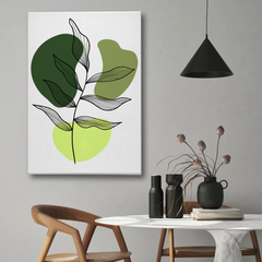 Minimalist Green Leaf Abstract Canvas Wall Art – Modern Botanical Print