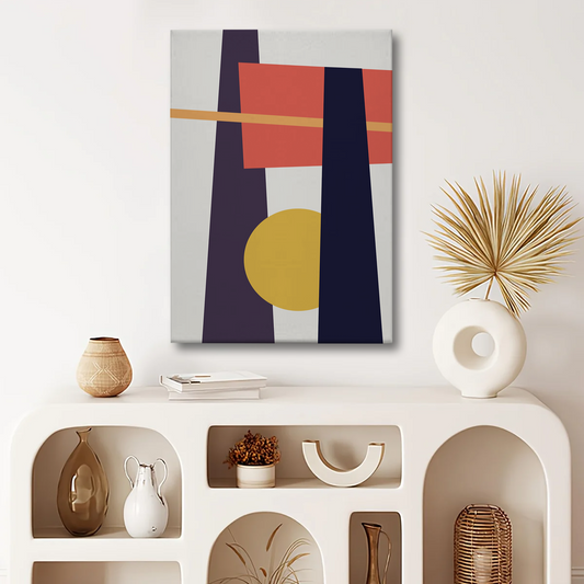 Abstract Geometric Wall Art Canvas – Bold Mid-Century Modern Design