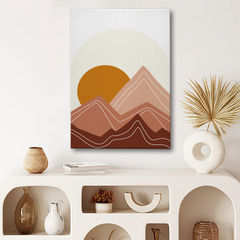 Abstract Mountain Sunset Canvas Wall Art – Modern Minimalist Landscape