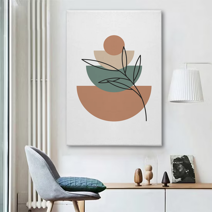 Abstract Geometric & Botanical Canvas Wall Art – Modern Minimalist Design