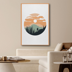 Hiker in Mountain Forest Canvas Wall Art – Minimalist Nature Decor