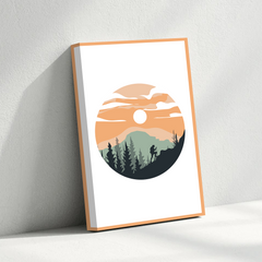 Hiker in Mountain Forest Canvas Wall Art – Minimalist Nature Decor