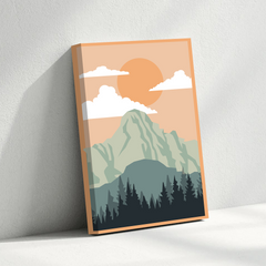 Mountain Sunset Forest Canvas Wall Art – Minimalist Nature Decor