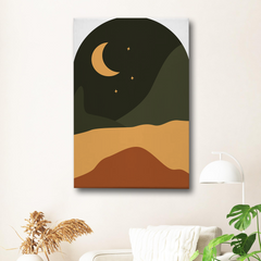Crescent Moon Abstract Canvas Wall Art Print – Minimalist Night Sky Home Decor