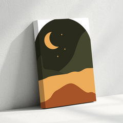 Crescent Moon Abstract Canvas Wall Art Print – Minimalist Night Sky Home Decor