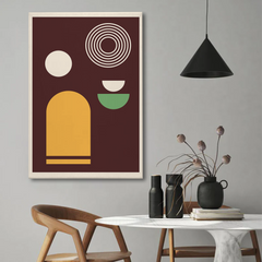 Boho Abstract Geometric Canvas Wall Art – Modern Minimalist Wall Decor in Brown & Mustard