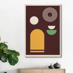 Boho Abstract Geometric Canvas Wall Art – Modern Minimalist Wall Decor in Brown & Mustard