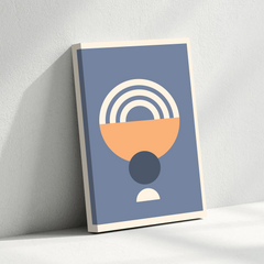 Boho Abstract Blue & Orange Geometric Canvas Wall Art – Modern Minimalist Wall Decor