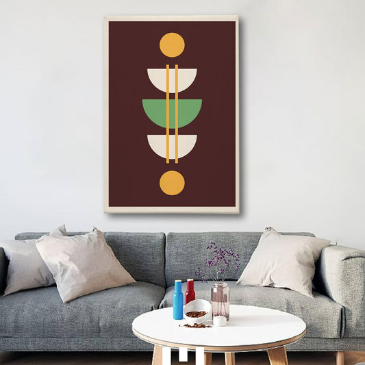 Boho Abstract Geometric Brown Canvas Wall Art – Modern Minimalist Wall Decor