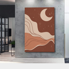 Abstract Moon Canvas Wall Art – Boho Earth Tone Minimalist Wall Decor