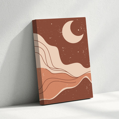 Abstract Moon Canvas Wall Art – Boho Earth Tone Minimalist Wall Decor