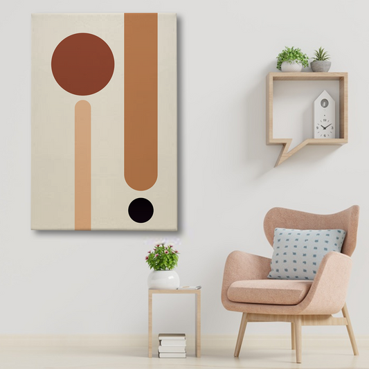 Minimalist Geometric Canvas Wall Art – Abstract Shapes in Earth Tones