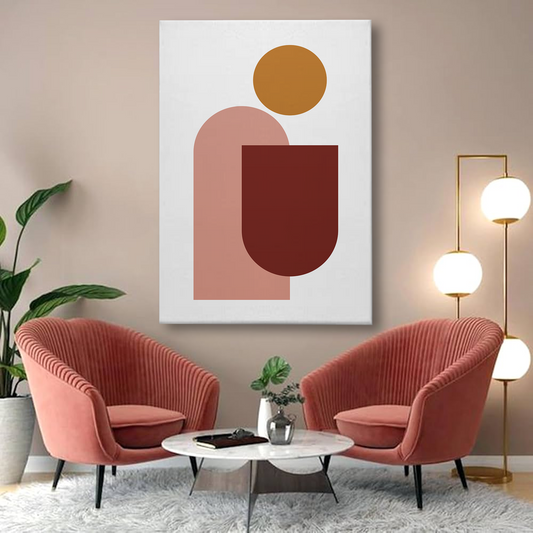 Modern Abstract Geometric Canvas Wall Art – Minimal Shapes in Warm Earth Tones