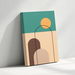 Abstract Geometric Desert Canvas Wall Art – Sun, Arches & Minimal Shapes