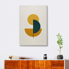 Minimalist Geometric Abstract Canvas Wall Art – Mustard Yellow & Teal Shapes