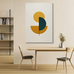 Minimalist Geometric Abstract Canvas Wall Art – Mustard Yellow & Teal Shapes