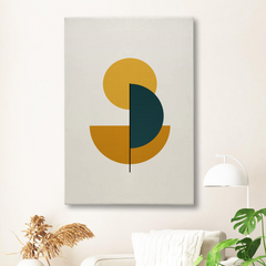 Minimalist Geometric Abstract Canvas Wall Art – Mustard Yellow & Teal Shapes