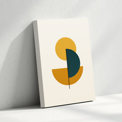 Minimalist Geometric Abstract Canvas Wall Art – Mustard Yellow & Teal Shapes