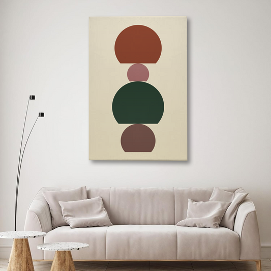 Earthy Geometric Abstract Canvas Wall Art – Minimalist Stacked Semi-Circles