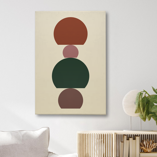 Earthy Geometric Abstract Canvas Wall Art – Minimalist Stacked Semi-Circles