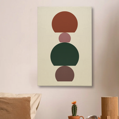 Earthy Geometric Abstract Canvas Wall Art – Minimalist Stacked Semi-Circles