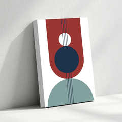 Modern Geometric Abstract Canvas Wall Art – Bold Circles & Lines in Red, Blue & Green