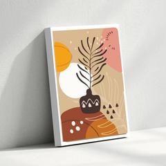 Abstract Vase Canvas Wall Art – Modern Boho Style Painting with Leaves & Warm Earthy Tones for Home Decor