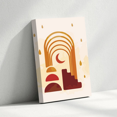 Boho Rainbow Canvas Wall Art – Minimalist Moon & Earthy Geometric Shapes for Modern Home Decor