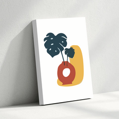 Boho Plant Vase Canvas Wall Art – Minimalist Monstera Leaf Print for Modern Home Decor