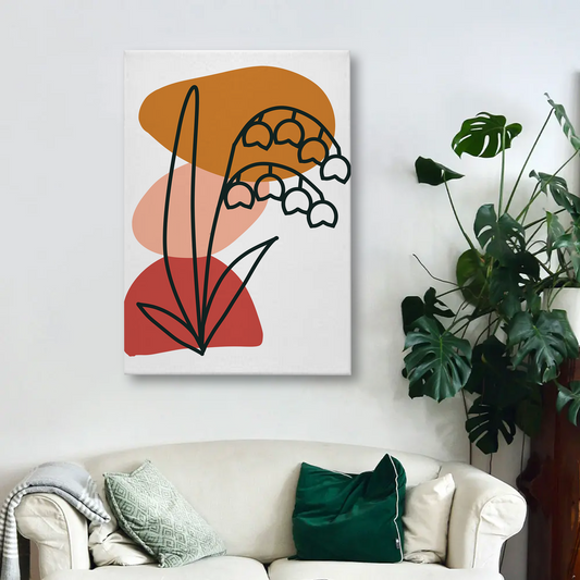 Lily of the Valley Abstract Canvas Wall Art – Minimalist Botanical Print for Modern Interiors