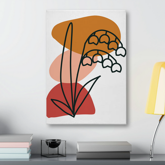 Lily of the Valley Abstract Canvas Wall Art – Minimalist Botanical Print for Modern Interiors