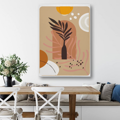 Modern Abstract Palm Leaf Canvas Wall Art – Earthy Geometric Boho Print