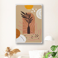 Modern Abstract Palm Leaf Canvas Wall Art – Earthy Geometric Boho Print