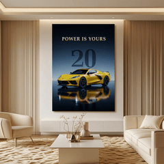 Chevrolet Corvette C8 Yellow Canvas Wall Art – Modern Supercar Wall Decor