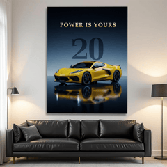Chevrolet Corvette C8 Yellow Canvas Wall Art – Modern Supercar Wall Decor