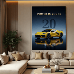 Chevrolet Corvette C8 Yellow Canvas Wall Art – Modern Supercar Wall Decor