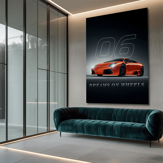 Lamborghini Murciélago Orange Canvas Wall Art – Exotic Supercar Wall Decor