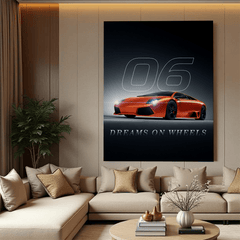Lamborghini Murciélago Orange Canvas Wall Art – Exotic Supercar Wall Decor