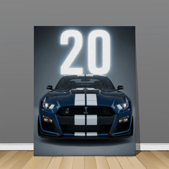 Ford Mustang Shelby GT500 Blue Muscle Car Canvas Wall Art – Bold Sports Car Décor