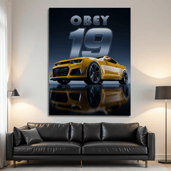 Chevrolet Camaro Yellow Sports Car Canvas Wall Art – Modern Muscle Car Décor