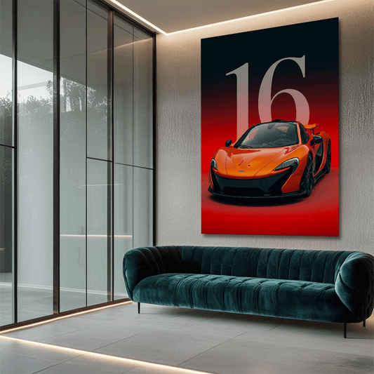 McLaren P1 Orange Supercar Canvas Wall Art – Luxury Sports Car Décor